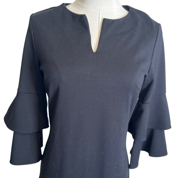J.McLaughlin XS Black Bell Tiered Sleeve Dress Rayon Blend Womens Elegant Style - Picture 4 of 12